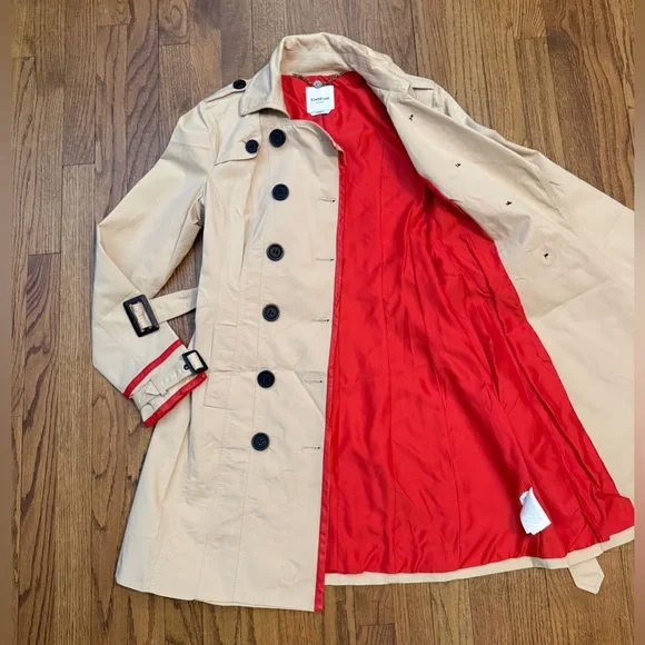 Pre-loved Bebe Double Breasted Leather Trim Trench Coat - Picture 4 of 9